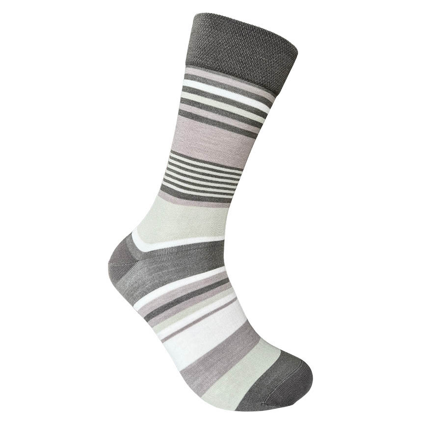 DS Socks Mens Classic Dress Sock Irregular Stripe Relaxed Top Socks